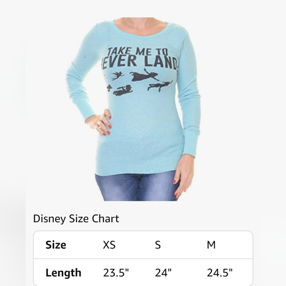Disney Women's Take Me To Neverland Metallic Thermal Top S - Picture 3 of 11